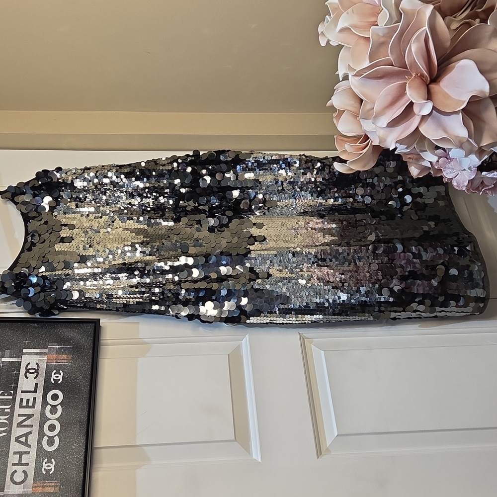 Nwt 14 Size Avec Les Filles Silver Sequin Midi Dress - Picture 13 of 16